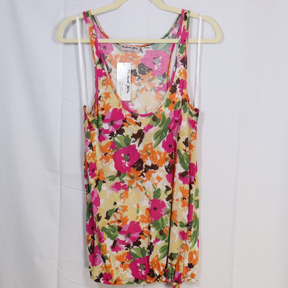 Michael Stars Tank Top OS Multicolor Womens Floral Micro Modal Noveltee NWT